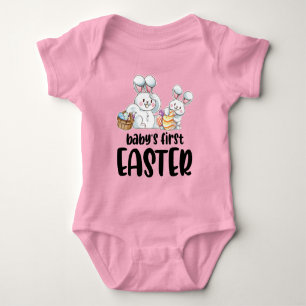 Pasgeboren Baby Meisjes Pasen Outfit Konijn Romper