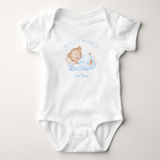 Pasgeboren baby Naam Blauw Beer Baby Romper (Voorkant)