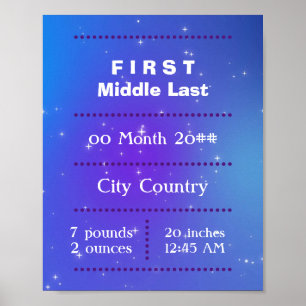 pasgeboren baby paars blauw poster