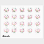 Pasgeboren baby roze rozenkrans dank u ronde sticker (Vel)