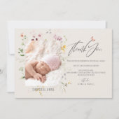 Pasgeboren Baby shower Meisje Dank u Foto Geboorte Aankondiging (Voorkant)