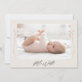 Pasgeboren Baby shower Meisje Dank u Foto Geboorte Aankondiging (Achterkant)