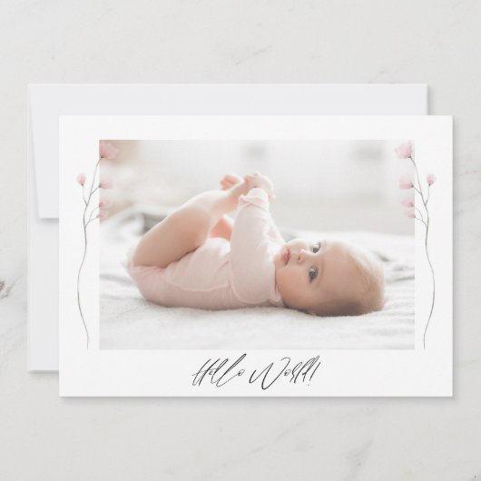Pasgeboren Baby shower Meisje Dank u Foto Geboorte Aankondiging (Achterkant)