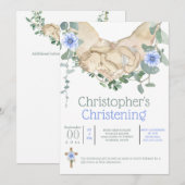 Pasgeboren baby slaapt in handen eucalyptus kaart (Voorkant / Achterkant)