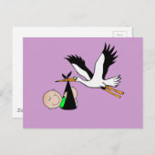 Pasgeboren Baby & Stork Briefkaart (Voorkant / Achterkant)