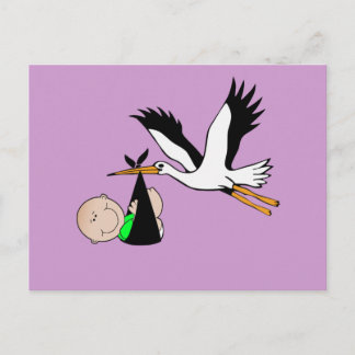 Pasgeboren Baby & Stork Briefkaart