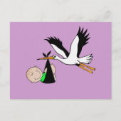 Pasgeboren Baby & Stork Briefkaart (Voorkant)