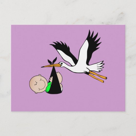 Pasgeboren Baby & Stork Briefkaart (Voorkant)