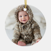 Pasgeboren Baby Twee Foto Kerstmis Keramisch Ornament (Voorkant)