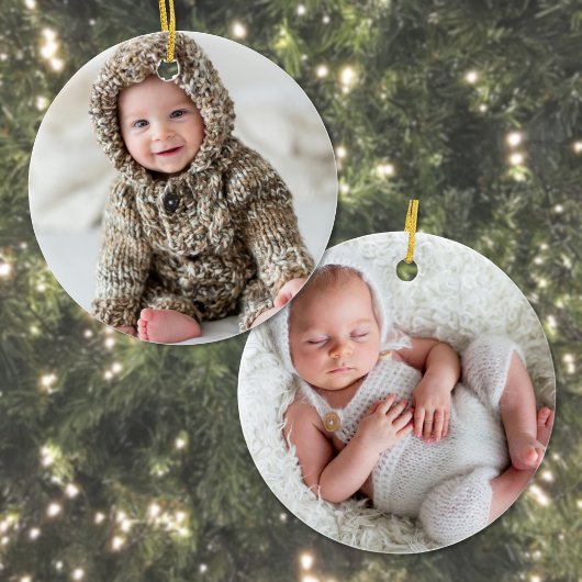 Pasgeboren Baby Twee Foto Kerstmis Keramisch Ornament