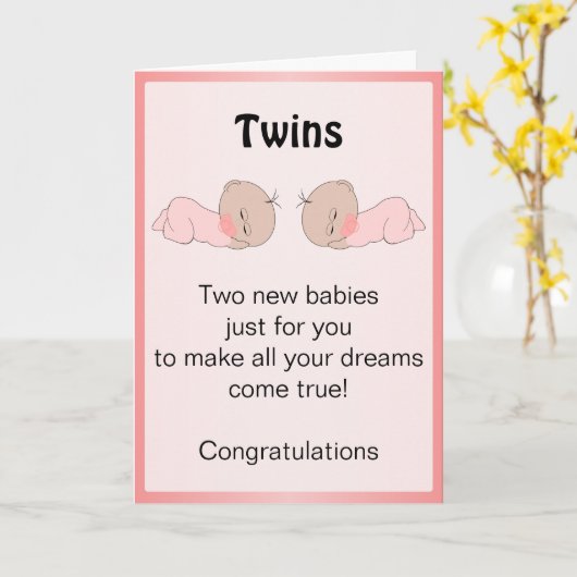 Pasgeboren Baby-tweeling Kaart (Gele Bloem)