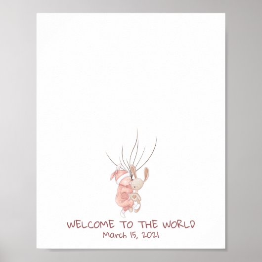 Pasgeboren Baby Vingerprint gastboek Poster (Voorkant)