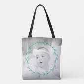 Pasgeboren Baby vogelmonogram Ombre Green Leaf Wre Tote Bag (Achterkant)