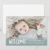 Pasgeboren Baby Welkom in de Wereld Blauwe Foto Ge Aankondiging (Voorkant / Achterkant)