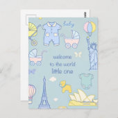 Pasgeboren Baby Welkom Kaart / Briefkaart (Voorkant / Achterkant)