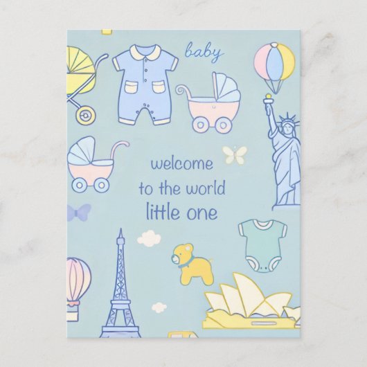 Pasgeboren Baby Welkom Kaart / Briefkaart (Voorkant)