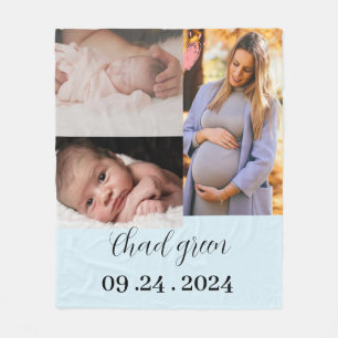 Pasgeboren babyjongen blauw foto-aandenken fleece deken