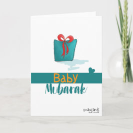 Pasgeboren babyjongen in een cadeau doos kaart