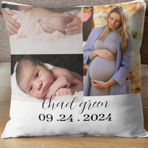 Pasgeboren babyjongen witte foto aandenken aanstaa kussen