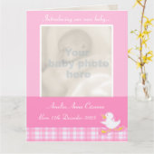 Pasgeboren de kaart roze controle van fotomomento (Gele Bloem)