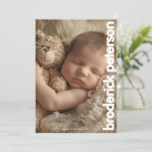 Pasgeboren Eenvoudig Modern Foto Geboorte Aankondiging (Staand voorkant)