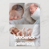 Pasgeboren Eenvoudig Modern Foto Geboorte Aankondiging (Achterkant)