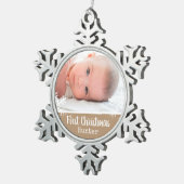 Pasgeboren eerste kerstfoto Tan Snow Tin Sneeuwvlok Ornament (Rechts)