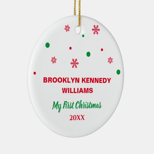 Pasgeboren Eerste Kerstmis Nieuwe Baby Aangepaste  Keramisch Ornament (Rechts)