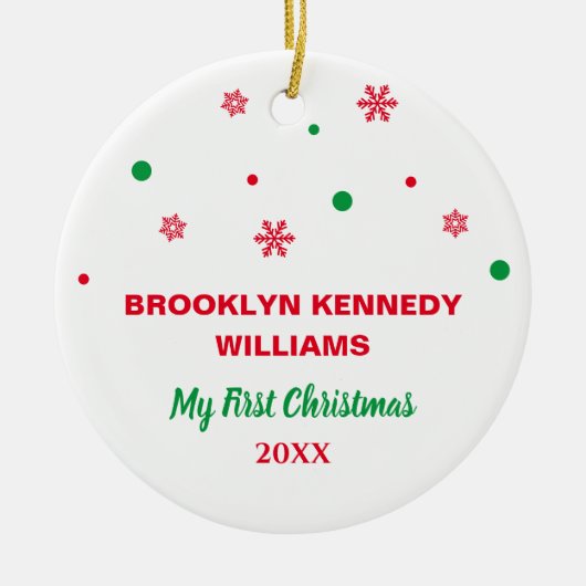 Pasgeboren Eerste Kerstmis Nieuwe Baby Aangepaste  Keramisch Ornament (Voorkant)