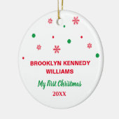 Pasgeboren Eerste Kerstmis Schattig Nieuwe Baby Aa Keramisch Ornament (Links)