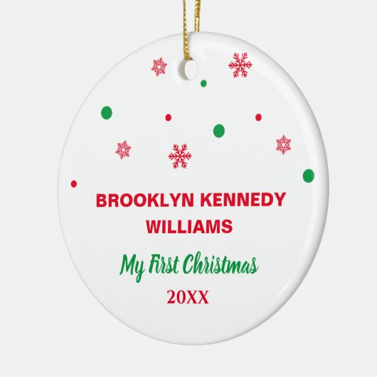 Pasgeboren Eerste Kerstmis Schattig Nieuwe Baby Aa Keramisch Ornament (Links)