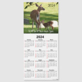 Pasgeboren Fawn en Doe Magnetische Kalender Kaart (Voorkant)