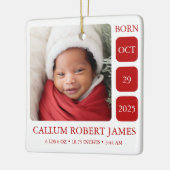 Pasgeboren Foto Baby Geboortestatistieken Kerstver Keramisch Ornament (Links)