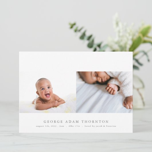 Pasgeboren foto collage baby geboorte aankondiging (Staand voorkant)