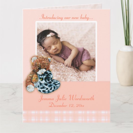 Pasgeboren foto momento kaart - teddybeer (Voorkant)