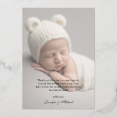 Pasgeboren Foto Scripty Ovaal Folie Geboorteaankon Uitnodiging (Achterkant)