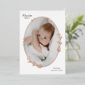 Pasgeboren Foto Scripty Ovaal Folie Geboorteaankon Uitnodiging (Staand Voorkant)
