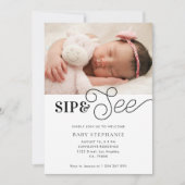 Pasgeboren Foto Whimsical Sip & See Baby shower Kaart (Voorkant)