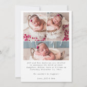 Pasgeboren Fotocollage Elegante Kalligrafie Geboor Aankondiging (Achterkant)