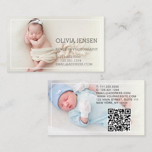 Pasgeboren Fotografie Baby Fotograaf 2 Foto Visitekaartje (Voorkant / Achterkant)