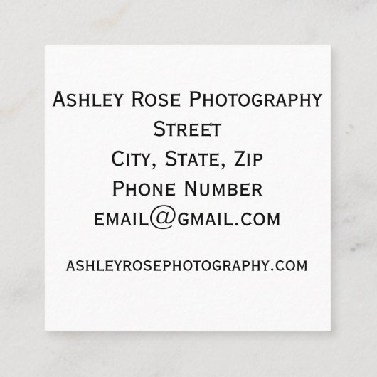 Pasgeboren fotografie van Ashley Modern Baby Vierkante Visitekaartje (Achterkant)
