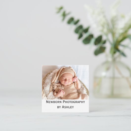 Pasgeboren fotografie van Ashley Modern Baby Vierkante Visitekaartje (Staand voorkant)