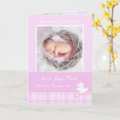 Pasgeboren fotomomento-kaart - lillac cheque kaart (Gele Bloem)