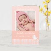 Pasgeboren fotomomento-kaart - perzikcheque kaart (Gele Bloem)