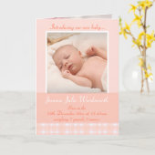 Pasgeboren fotomomento-kaart - perzikcheque kaart (Gele Bloem)