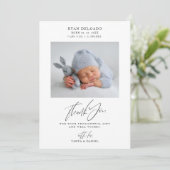 Pasgeboren Geboorte Aankondiging Foto Dank u Kaart (Staand voorkant)