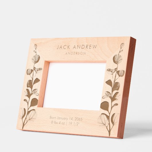 Pasgeboren Geboorte Details Foliage gepersonalisee Gegraveerde Lijstjes (Links)