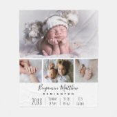 Pasgeboren geboorte Stats Collage 4 Foto Fleece Deken (Voorkant)