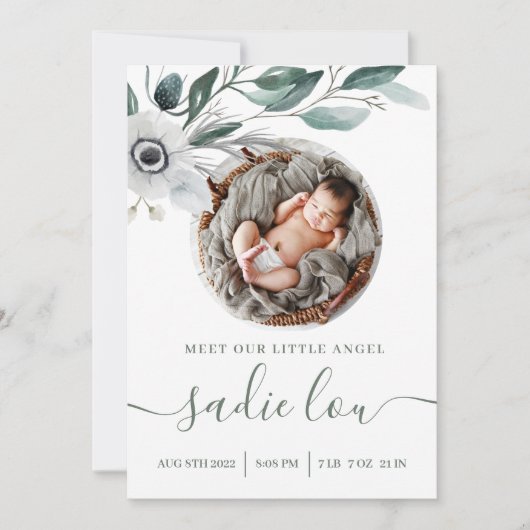 Pasgeboren geboorte Stats Foto Aankondiging Kaarte (Voorkant)