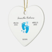 Pasgeboren Geboorte Stats Nursery Baby Feet Keepsa Keramisch Ornament (Links)